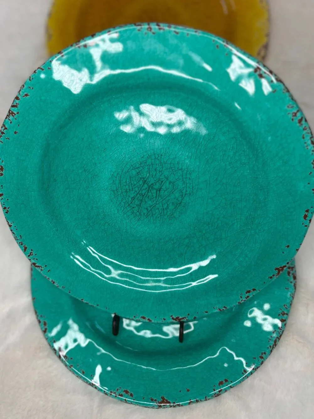 Pier 1 Imports Carmelo 6 Melamine Crackle Glaze Distressed Luncheon Plates-NWT